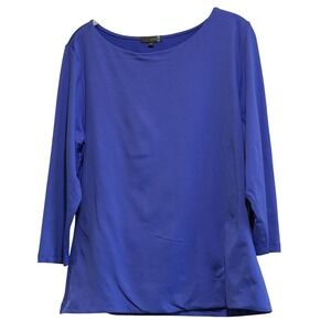 Judy P Womens XL Periwinkle Blue Boatneck 3/4 Sleeve Micro Nylon Spandex Top USA